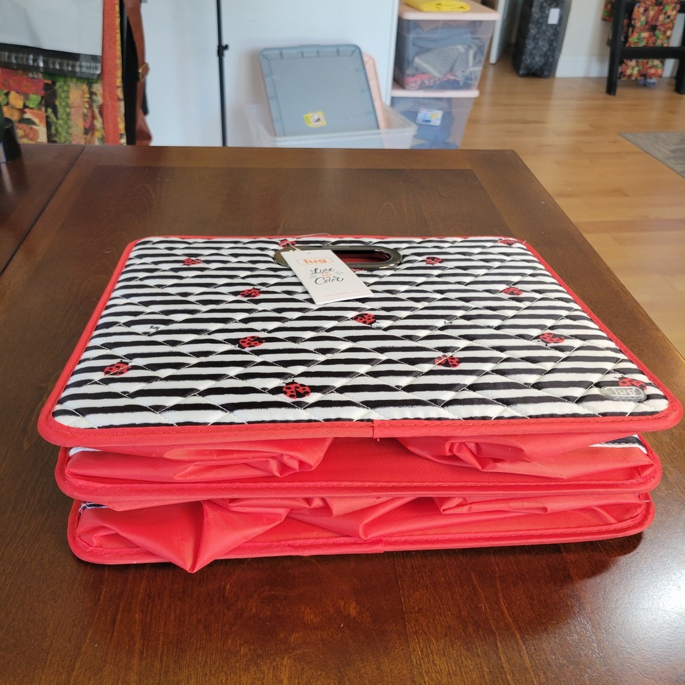 LUG Flatbed 2 Collapsible Multi-Purpose Organizer Ladybugs Striped 22X12 NEW - Picture 13 of 16